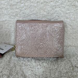 Mexican Handmade Light Pink Embossed Trifold Leather Wallet